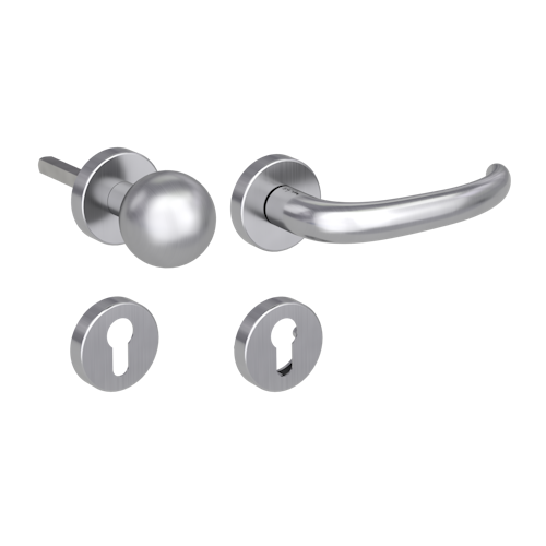 Griffwerk ULMER GRIFF Klipptechnik | DESIGN MANUFAKTUR FS Panik -Edelstahl matt  Rosettengarnitur -Klippt. R4 -WR -Stift 9mm -TS 38-50mm