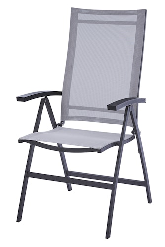 Diamond Garden Hochlehner VALENCIA, Edelstahl Dunkelgrau / Sunproof Sling / Alu-Armlehnen