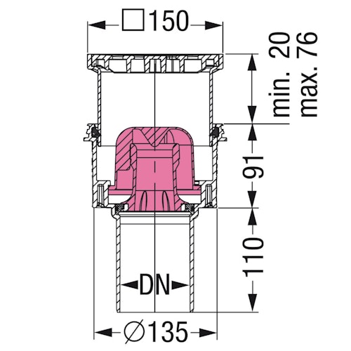 KESSEL 45210.40 Kellerablauf 150 x 150 mm