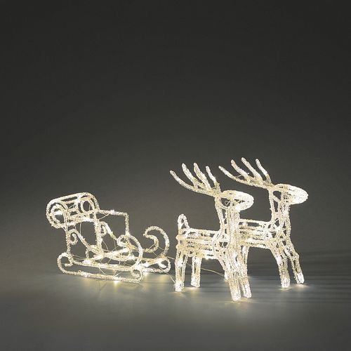 Konstsmide Weihnachtsbeleuchtung  LED AcrylSet Schlitten mit 2 Rentieren