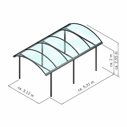 KGT Aluminium Carport Elbe mit Runddach