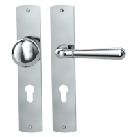 Griffwerk FABIO -Chrom Langschild-Garnitur -sichtbar verschraubt -Knopf R21 -WR -TS 40-45mm