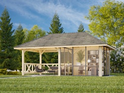 Palmako Pavillon Bianca 16,6 m² Set 504 Slide Plus mit Isolierglas-Schiebetüren