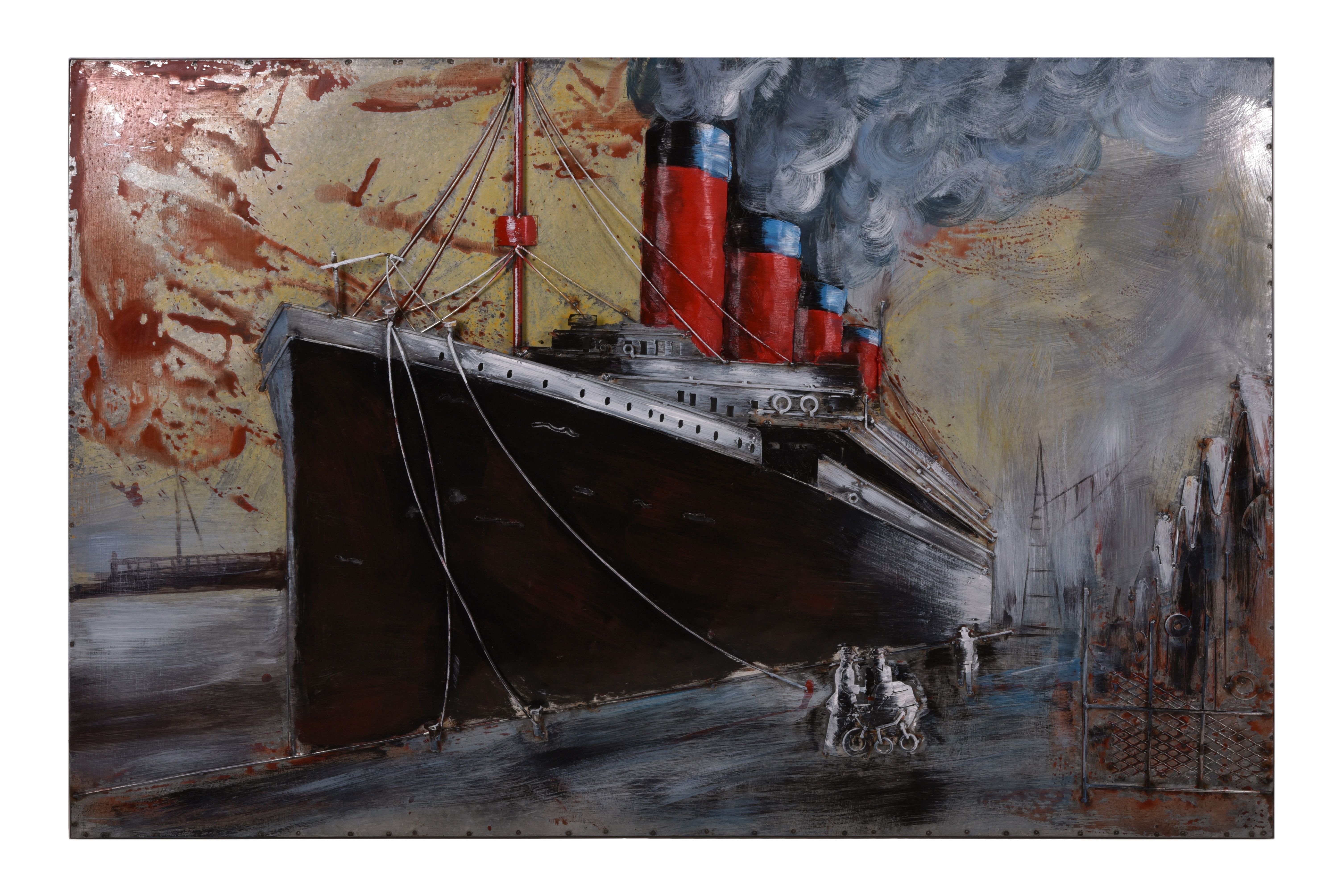 3D Metallbild Schiff 120 x 80 cm, Stahlblech