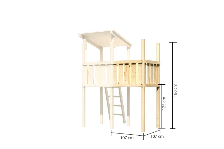Akubi Kinderspielturm Anna mit Pultdach inkl. Anbauplattform, Wellenrutsche und Netzrampe