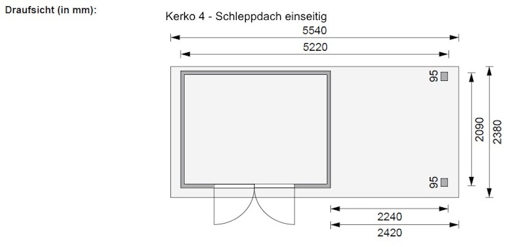 Karibu Woodfeeling Gartenhaus Kerko 3/4/5 mit 240 cm Schleppdach/Seiten- und Rückwand