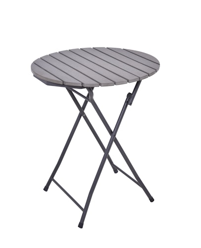 Garden Pleasure Balkon-Set LUGO, Klapptisch Ø 60 + 2 Klappstühle, Stahl Dunkelgrau / Nonwood Grau