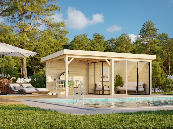 Palmako Gartenhaus Connect Lenna 16,6 m² Set 705 Slide Plus mit Isolierglas-Schiebetüren - 28 mm