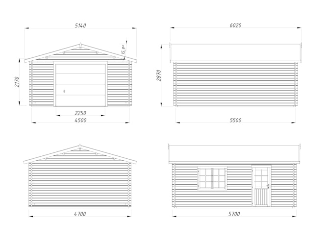 Palmako Garage Roger 23,9 m² - 44 mm - mit Sektionaltor