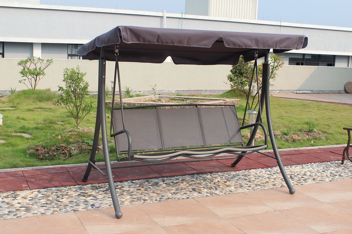 Garden Pleasure Hollywoodschaukel ANNA, Stahl / Kunststoffgewebe Grau / Schwarz
