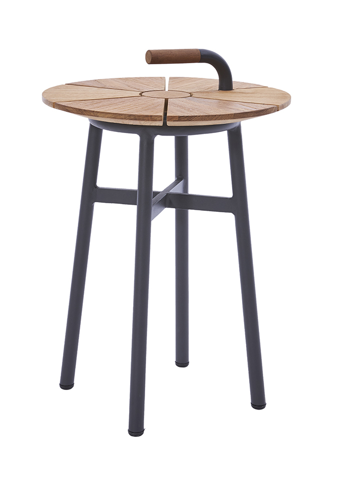 Diamond Garden Beistelltisch NORA Ø 42cm, Aluminium Dunkelgrau / Recycled Teak