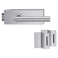 Griffwerk PURISTO S -Edelstahl matt Ganzglastürbeschlagset -3-teiliger Bandsatz -mit Griff LUCIA PROF EM -UV