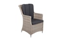 Vorschaubild Garden Pleasure Gartenmöbel Set DIJON I, Tisch 200 x 100 + 4 Sessel, Polyrattan Sesamgrau / Glasplatte / Kissen 100 % Polyester Dunkelgrau