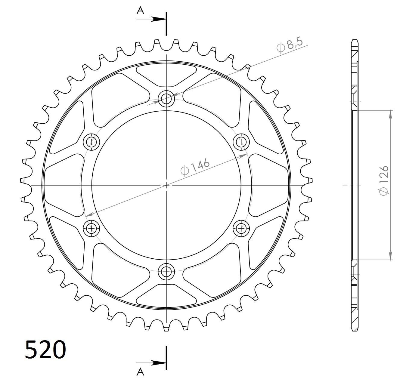 Supersprox Stahl-Kettenrad 520 48Z (Schwarz)