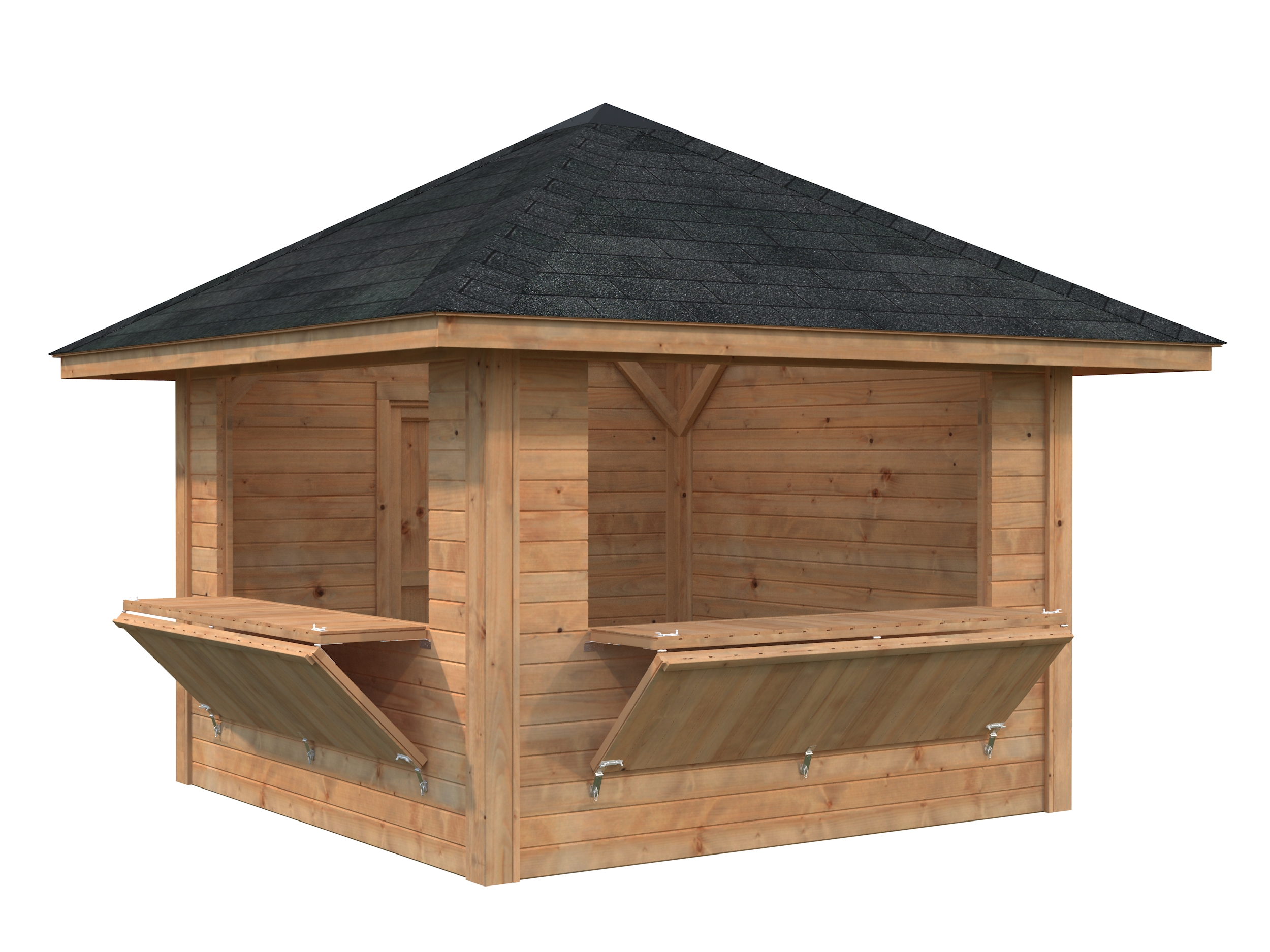 Palmako Marktstand Bianca 8,3 m² Set 105 - 28 mm Hellbraun tauchgrundiert