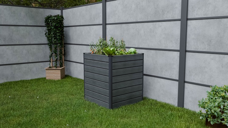 GroJa Solid Rhombus Stecksystem Hochbeet Cube 70 x 70 x 79 cm  Steingrau co-extrudiert