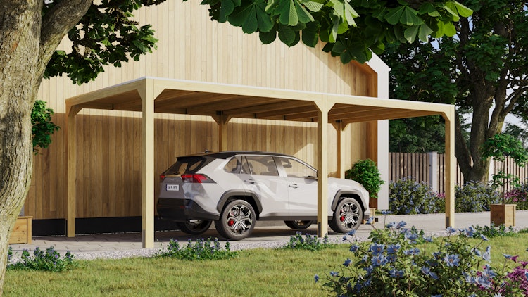 Karibu Pavillon Cubus mit Flachdach inkl. 1 Verlängerungspaket