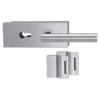 Edelstahl matt Ganzglastürbeschlagset -3-teiliger Bandsatz -mit Griff LUCIA PROF EM -PZ