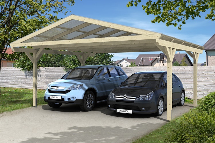 Skan Holz Westerwald Design Doppelcarport aus Leimholz Breite 570 cm