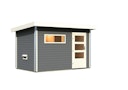 Vorschaubild Karibu Gartensauna Pultdach Saunahaus Skrollan 1 mit Vorraum terragrau inkl. gratis Sauna-Zubehörset im Wert von 234,94 €