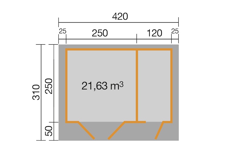 Weka Gartenhaus 253 graphitgrau/weiß - 28 mm