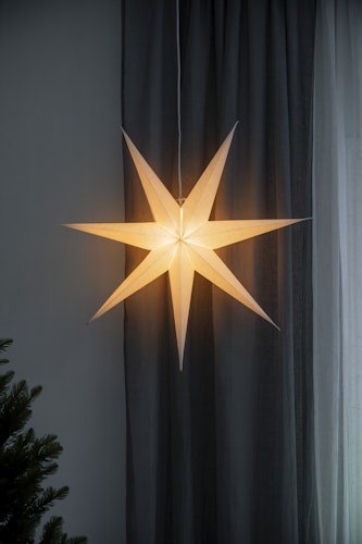 Konstsmide Weihnachtsbeleuchtung Weihnachtsstern Leinenoptik in weiß 78 cm