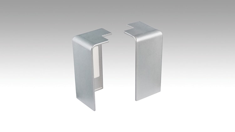 MEISTER Außenecken Fußleiste Profil 15MK/20PK/20PK Aqua (2 Stk./VPE selbstklebend)  Edelstahl-Optik 2038