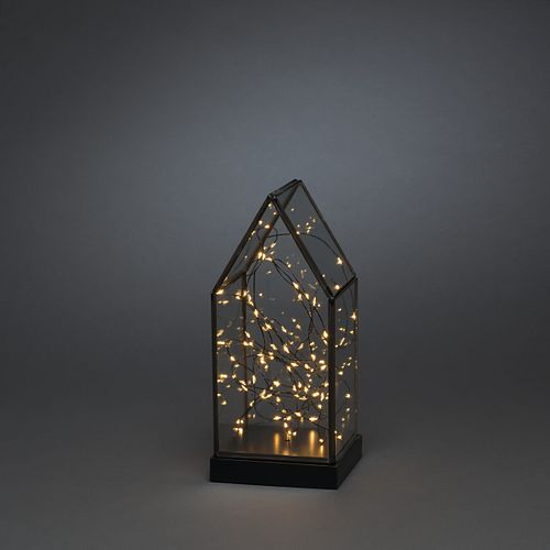 Konstsmide Weihnachtsbeleuchtung  LED Glaslaterne mit Spitze Holzfundament