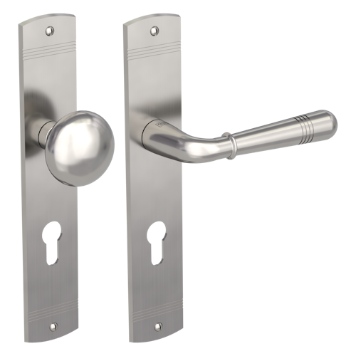 Griffwerk FABIO -Samtgrau Langschild-Garnitur -sichtbar verschraubt -Knopf R21 -WR -TS 40-45mm