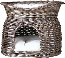 TRIXIE Korbhöhle mit Liegedach, Weide, 54 × 43 × 37 cm, grau