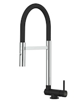 Wasserhahn Vorfenster Küchenarmatur, Umklappbar 4,5 CM, mit 360° schwenkbarem Auslauf, abnehmbare 2 strahl Handbrause, Chrom und Schwarz Matt