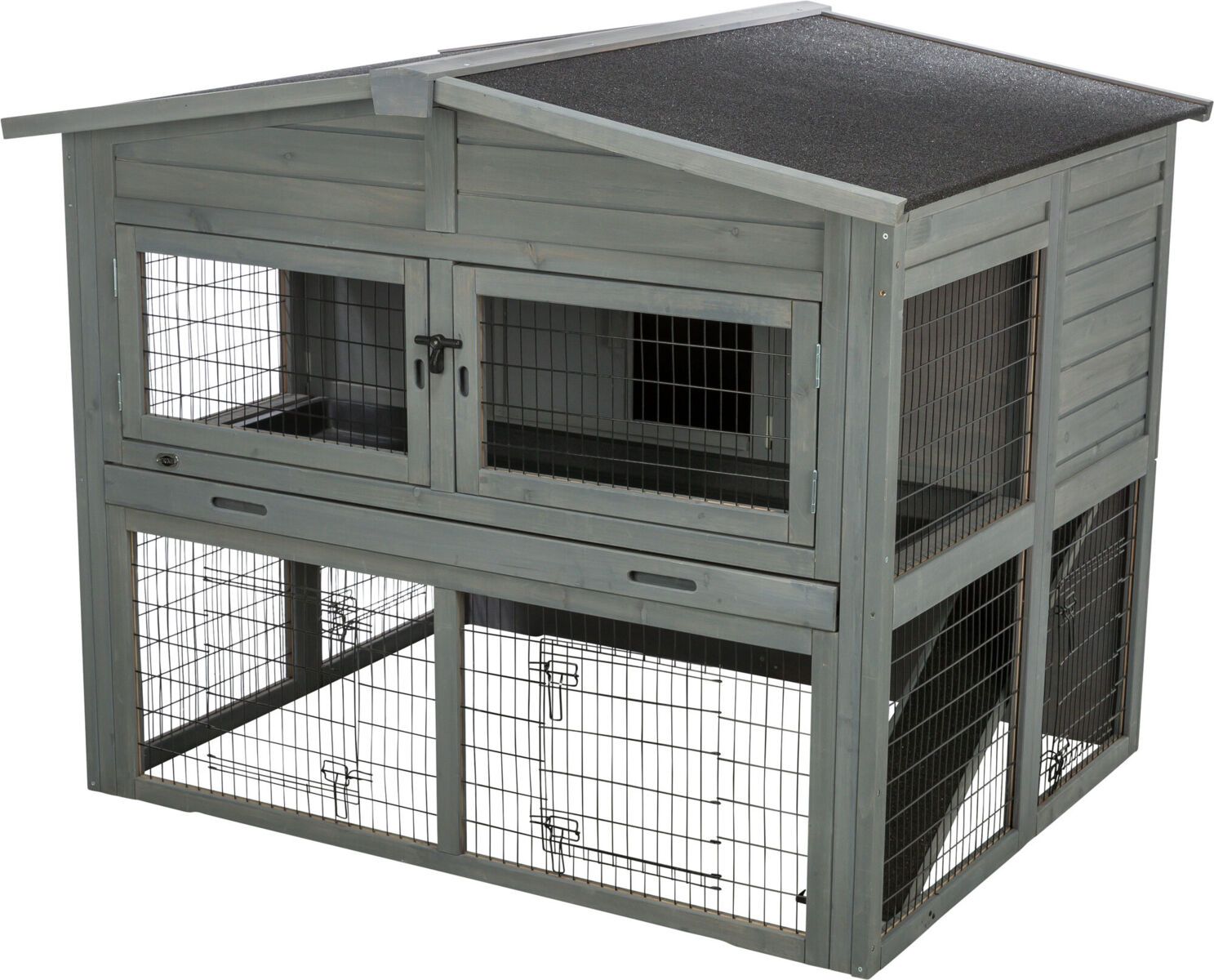 Kleintierstall XL, 2-stöckig, 135 × 115 × 112 cm, grau