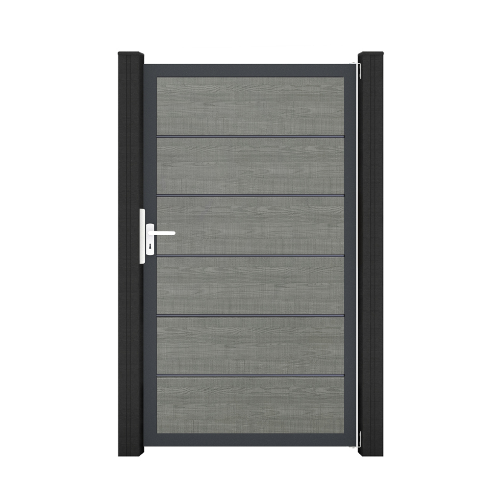 GroJa BasicLine PVC Stecksystem Premium Universal Einzeltor mit Anthrazitrahmen grey_ash_cut