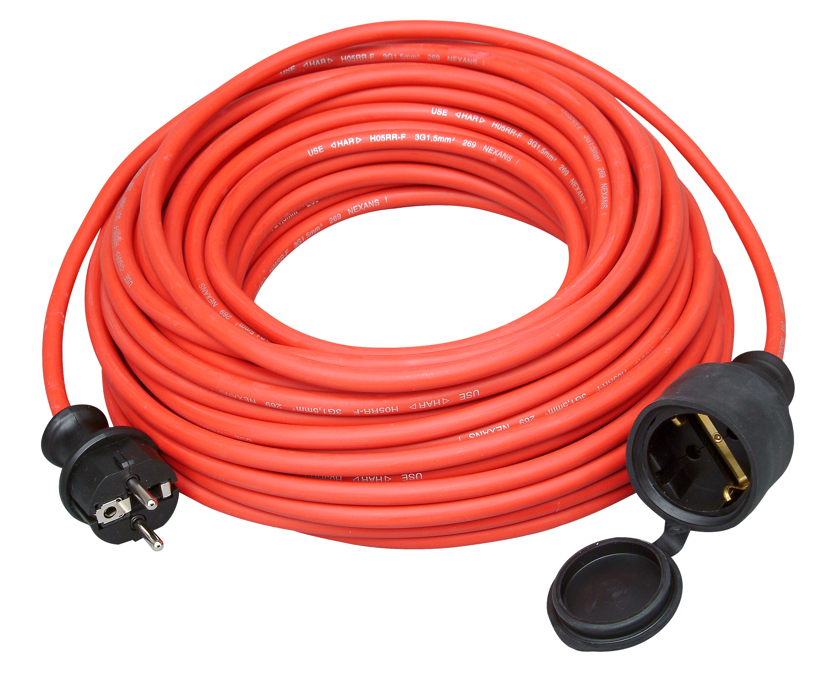 Kopp Schutzkontaktverlängerung Gummi, 25m, rot