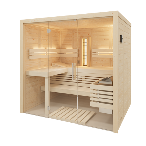 Infraworld Sauna Solido Glas Complete 167 - 40 mm Multifunktionssauna inkl. 5-teiligem gratis Zubehörset