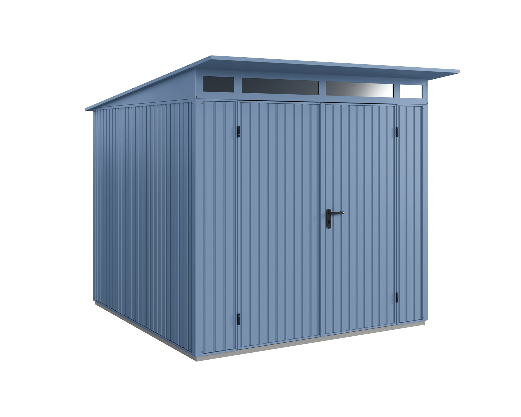 Hörmann Metall-Gerätehaus EcoStar Premiumline mit Pultdach B 238 x 238 cm (Typ 2), Motiv Modern (mit schmalen Lamellen),...