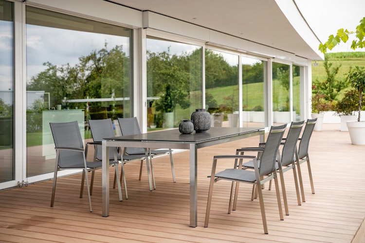 STERN Tisch Classic 200 x 100 x 74,5 cm, Edelstahl / Silverstar 2.0 Dark Marble