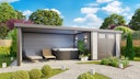 Telluria Metallgerätehaus Classico 3030 mit Lounge Anbau XL (ca. 450 cm Breite)