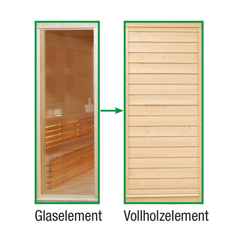 Wolff Finnhaus Sauna Paradiso: Tausch Glaselement in Vollholzelement