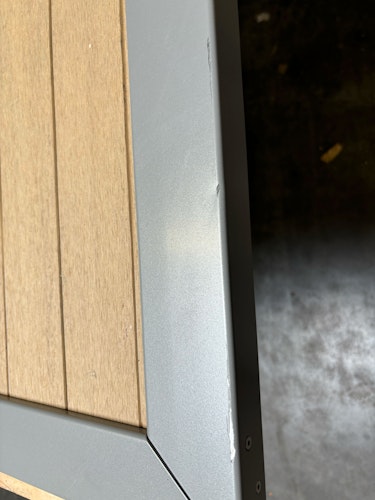 B-Ware TraumGarten SYSTEM WPC Tor sand, Silber-Rahmen DIN rechts