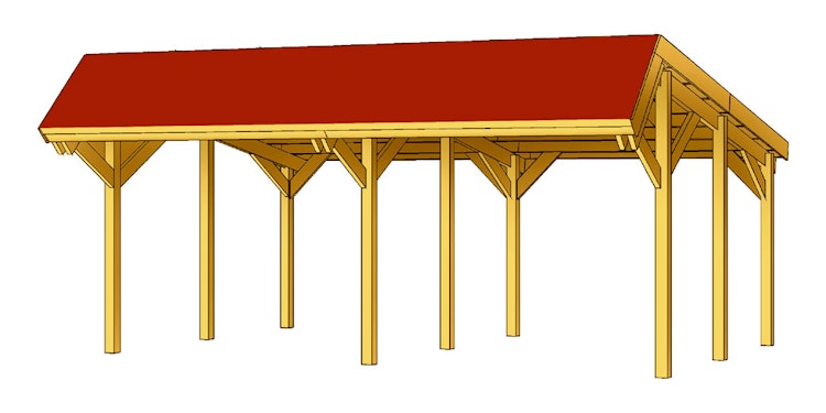 Skan Holz Harz - Pultdach Doppelcarport aus Nadelholz Breite 624 cm