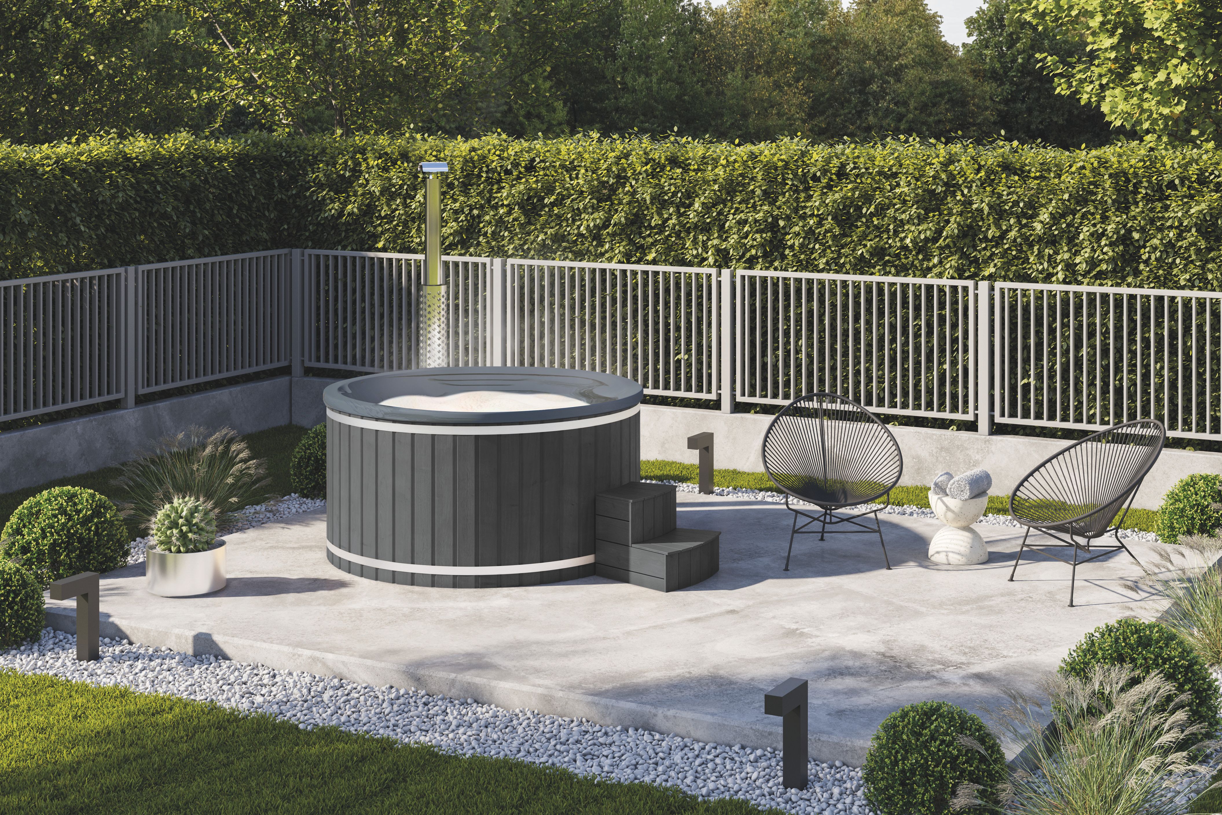Wolff Finnhaus Badebottich Hot Tub Typ 1 Ø 200 cm mit Acrylwanne