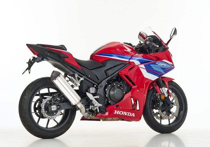 SHARK SLIP-ON Aluminium poliert/Endkappe Edelstahl schwarz matt beschichtet silber DSX-5 für HONDA CB500F,CB500X,CBR500R EURO4 EURO5 