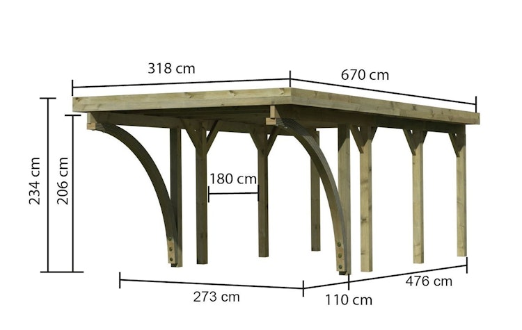 Karibu Carport Einzelcarport Classic Einzel 2 - kesseldruckimprägniert