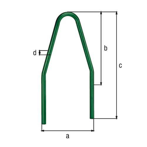 Alberts® Schutzbügel Safety fvz.,grün,z.Einb.,BxH 800x1000 mm,Bügelh.1500 mm,Rahmen⌀60 mm 772345