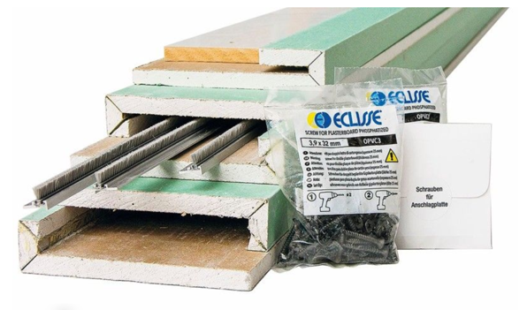 Eclisse Gipskarton-Laibung,1-FLG.GIPSKARTON-Aufbau auf CW 75-für WS.125mm-Für Holztürblatt
