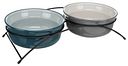 Vorschaubild TRIXIE Napf-Set, Keramik/Metall, 2 × 1,6 l/ø 20 cm/41 × 10 × 20 cm, petrol/hellpetrol/grau/hellgrau