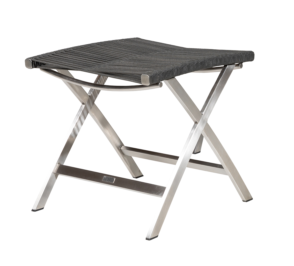 Diamond Garden Fußhocker ATLANTA, Edelstahl / Rope Grau