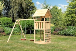 Akubi Kinderspielturm Lotti inkl. Doppelschaukel und Kletterwand