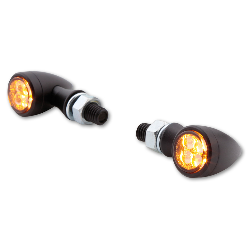 HIGHSIDER smart Sixteen-Bullet LED Blinker Gehäuse Schwarz / Linse Rauchgrau (Paar), Vorn & Hinten